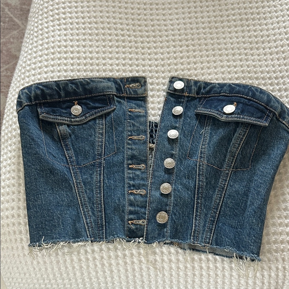 Zara Blue Denim Crop Top